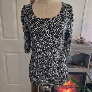 Alfani Black and White Dotted Blouse